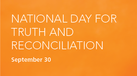Orange banner with the words: National Day for Truth & Reconciliation, September 30